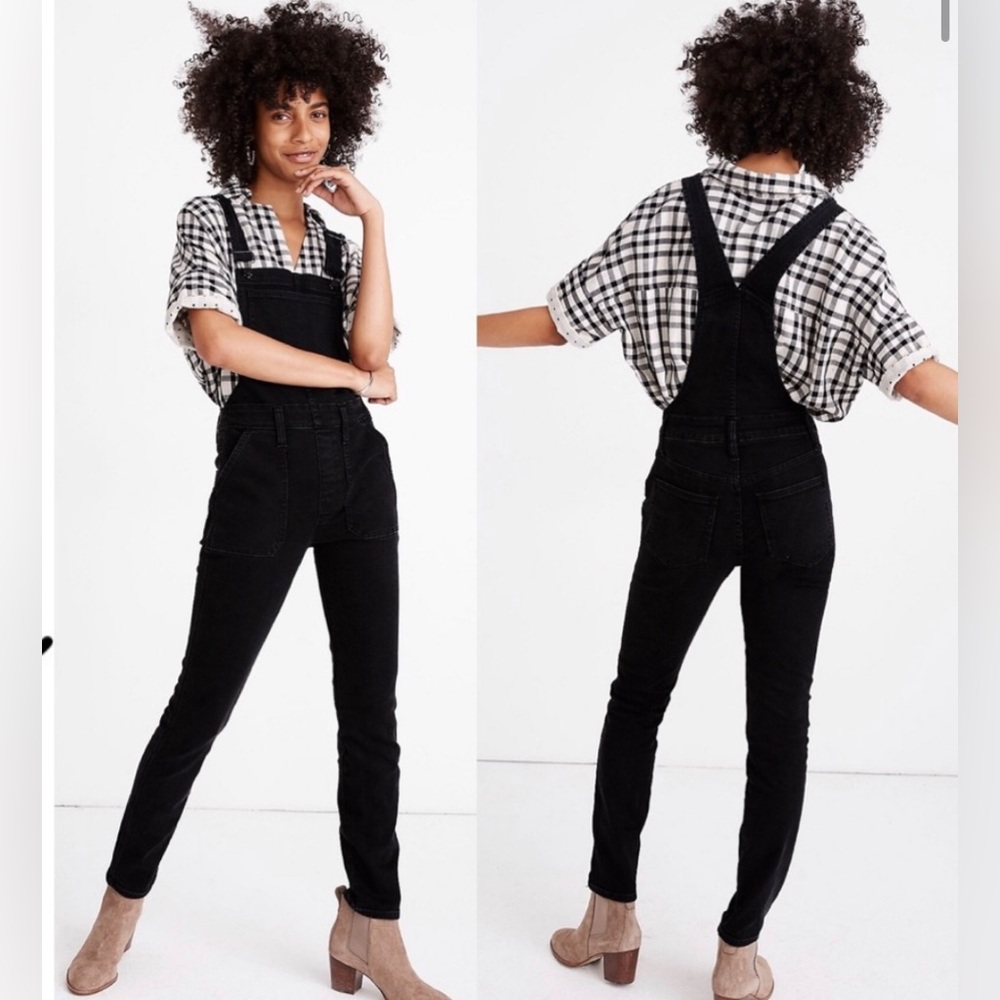 Madewell black denim overalls